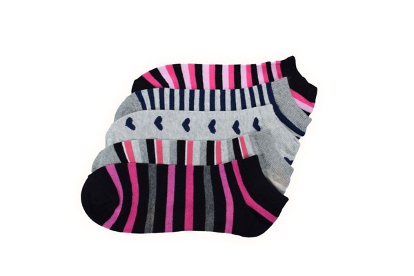 5 pairs of women's low-cut socks - stripes, hearts