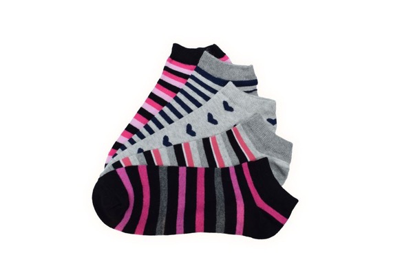 5 pairs of women's low-cut socks - stripes, hearts