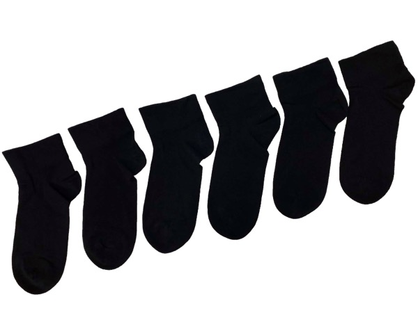 6 pairs of men's mid-calf socks - black, WITHOUT ELASTIC, wide cuff
