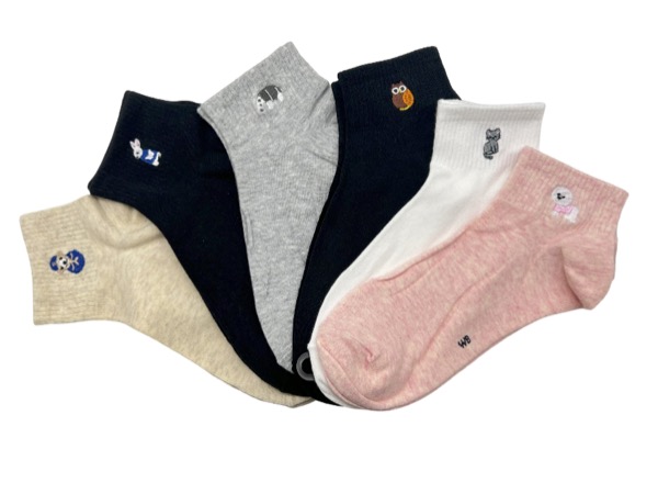 6 Paar Damensocken - eingestrickte Tierchen, etwas niedriger